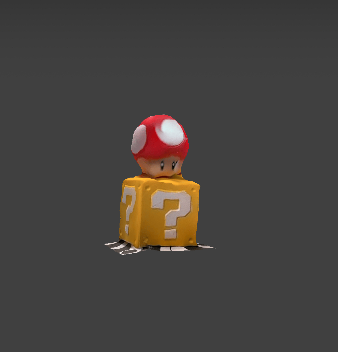 3D scan of Mario mushroom and mystery power-up block.